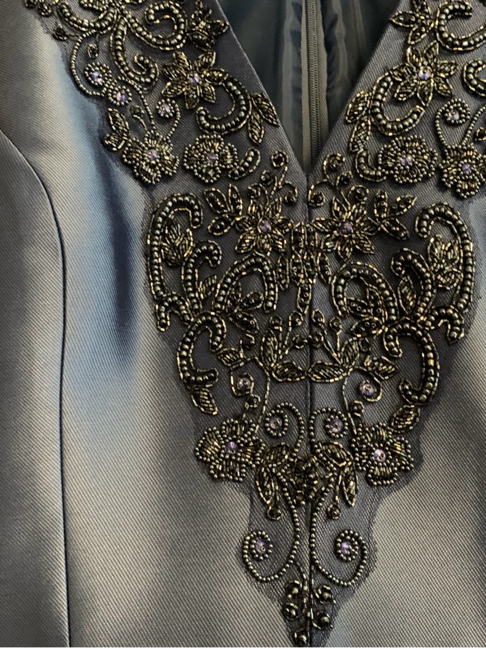 Theia Blue Sequinned Cocktail Dress - Picture 5 of 7